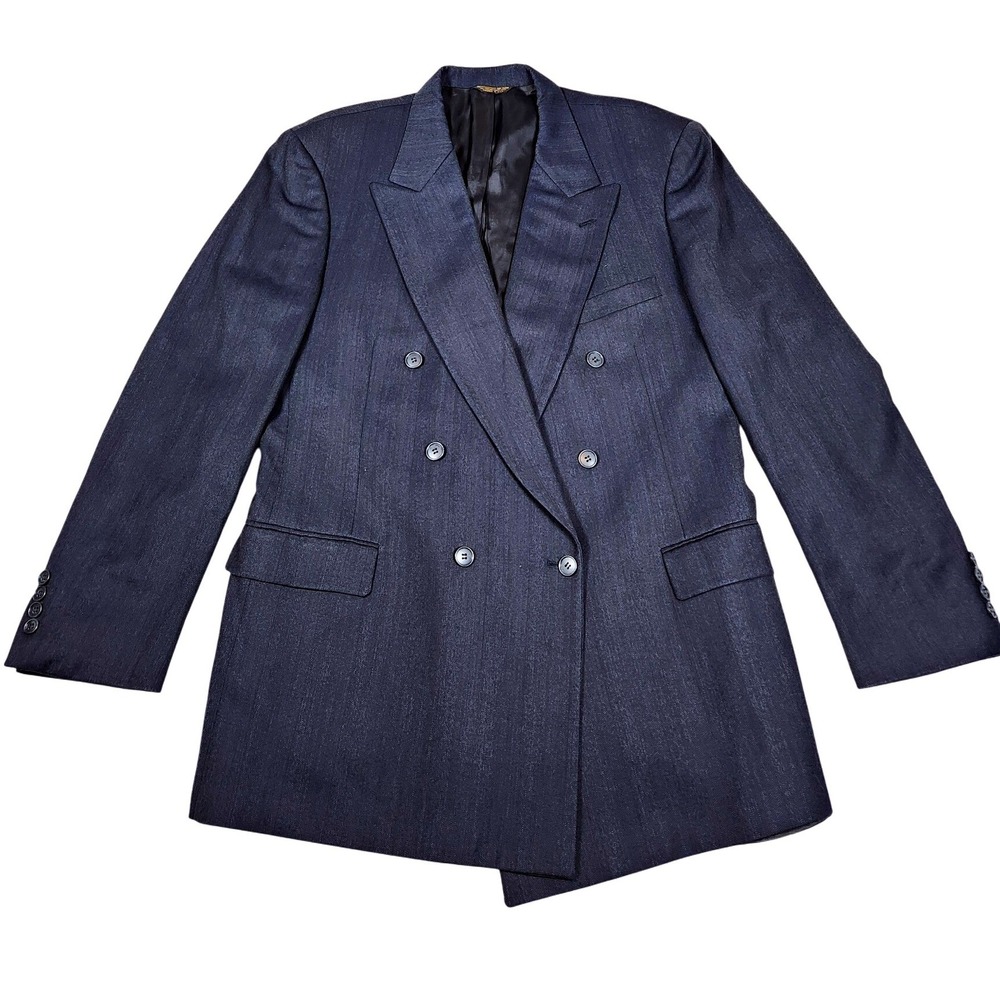 VTG Racquet Club The Kensington Collection Mens Double Breasted Wool Blazer 40R
